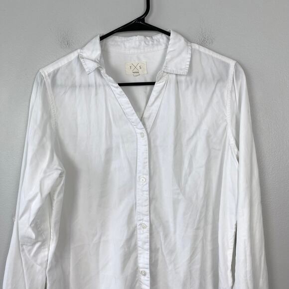 T&S White Button Up Lyocell Shirt Collared Breathable Lightweight Size Medium - Picture 3 of 10
